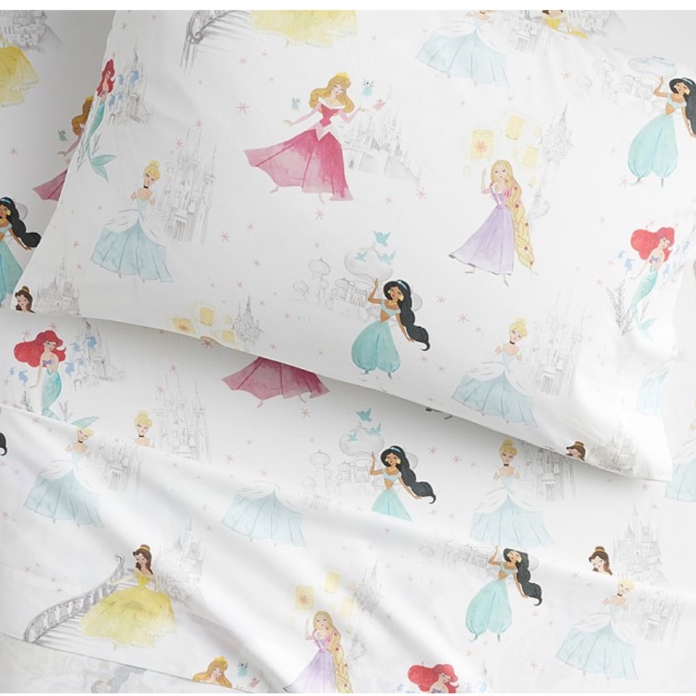 Pottery Barn Kids Disney Princess Castles Toddler Sheet Set BNWT